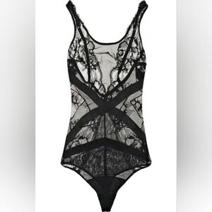 NWT La Perla Black Sheer Lace Bodysuit